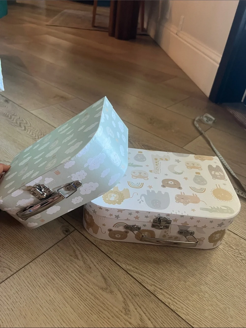 Kids Decorative Storage Suitcases - Cloud & Animal Print - Set of 2